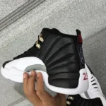 Air Jordan 12 Playoffs Black And White Silver Buckle (1)