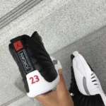 Air Jordan 12 Playoffs Black And White Silver Buckle (7)